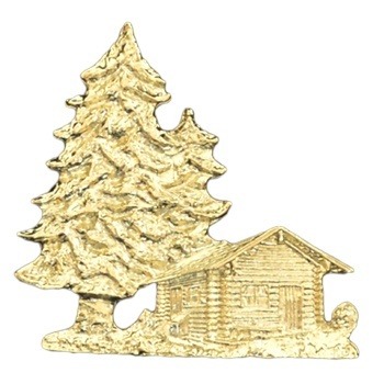 Gold Wood Cabin Emblem