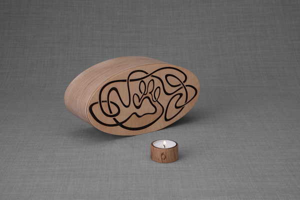 Abstract Paw Print Wood Urn