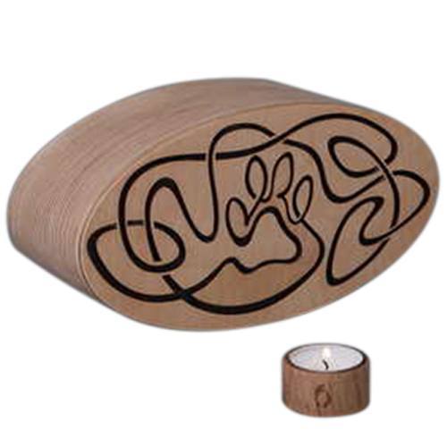 Abstract Paw Print Wood Urn