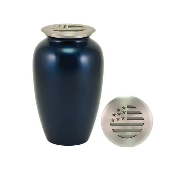 American Flag Blue Cremation Urn
