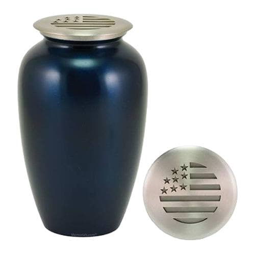 American Flag Blue Cremation Urn