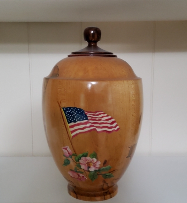 American Flag Wood Urn