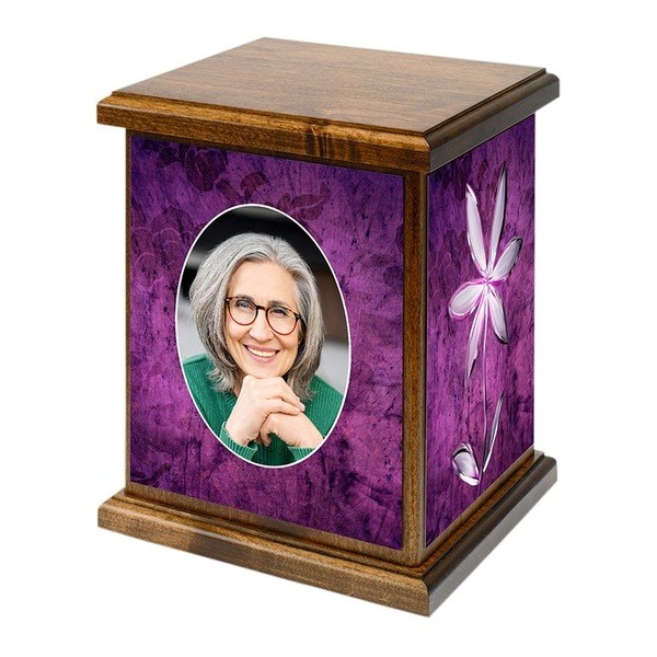 Amethyst Flower Photo Cremation Urn