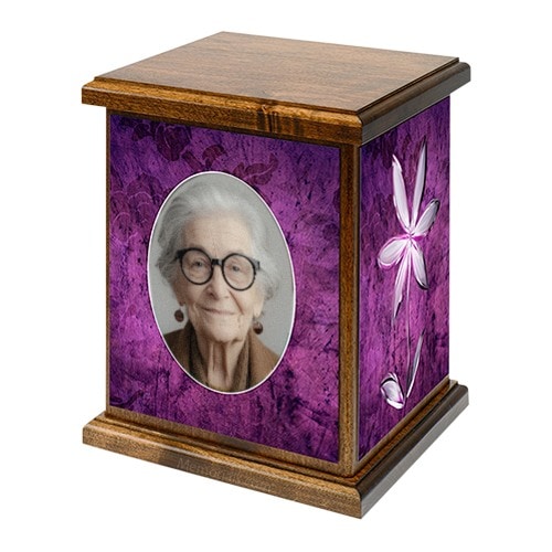 Amethyst Flower Photo Cremation Urn