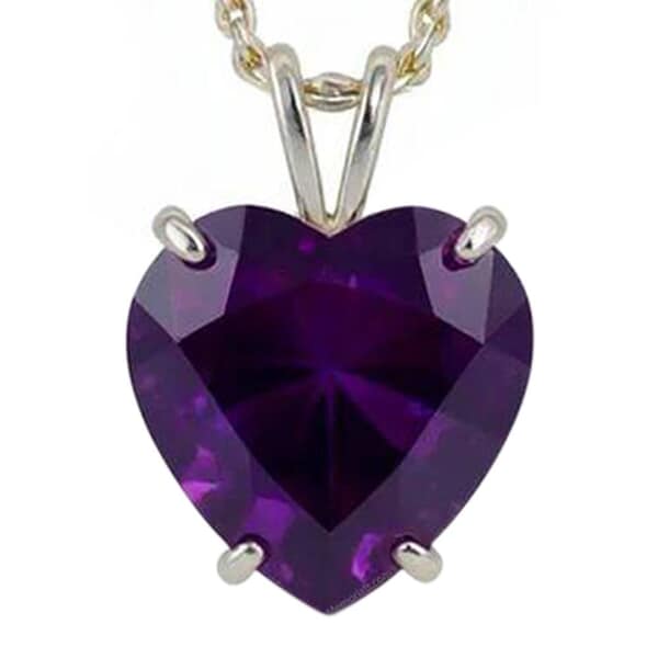 Amethyst Heart Cremation Crystal Necklace