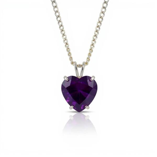 Amethyst Heart Cremation Diamond Necklace