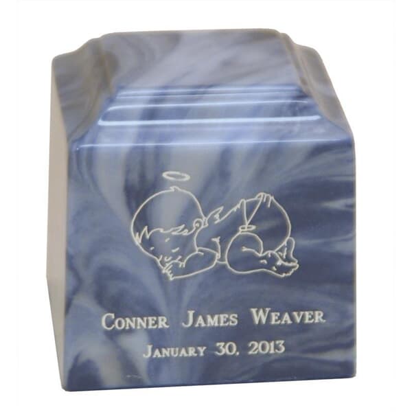 Angel Blue Cultured Marble Cremation Urn