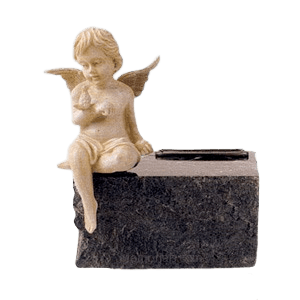 Infant Black Marble Angel Urn