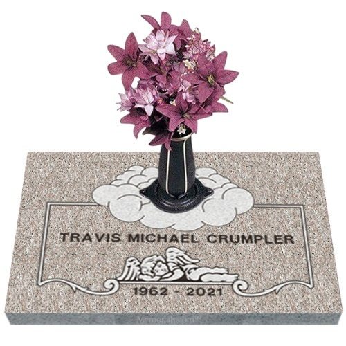 Angel in the Clouds Granite Grave Marker 32 x 20