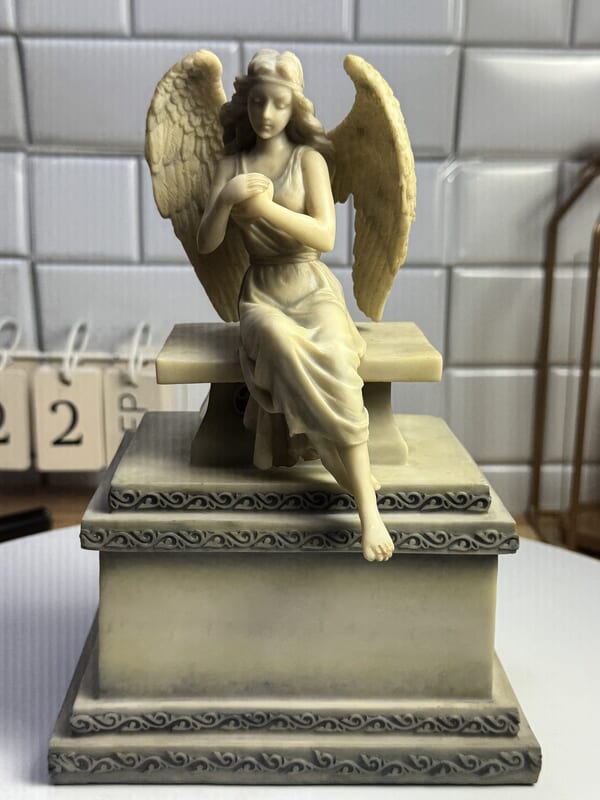 Angel on a Bench Pet Cremation Urn