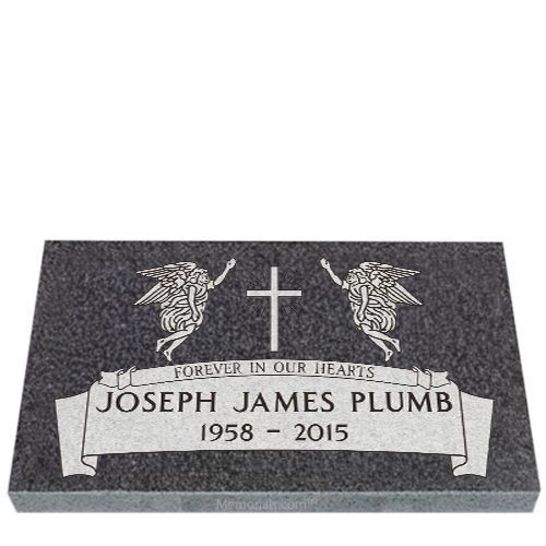 Angels Guiding Me Home Granite Grave Marker 24 x 14