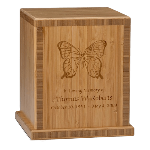 Butterfly Bamboo Caramel Cremation Urn