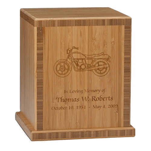 Motorcyle Bamboo Caramel Cremation Urn