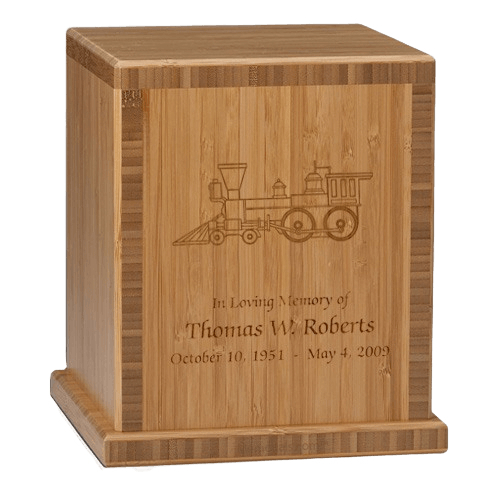 Train Bamboo Caramel Cremation Urn