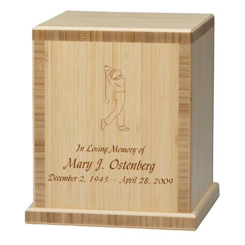 Man Golfer Bamboo Natural Cremation Urn