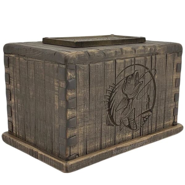 Bass Fishing Wood Cremation Urn