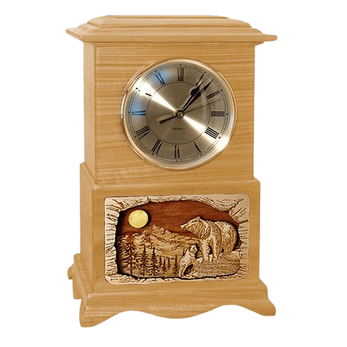 Bear Clock Oak Cremation Urn