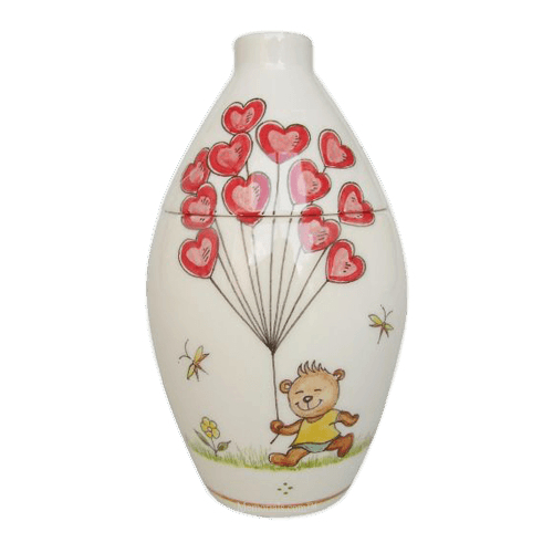 Bear With Balloons Ceramic Cremation Urn