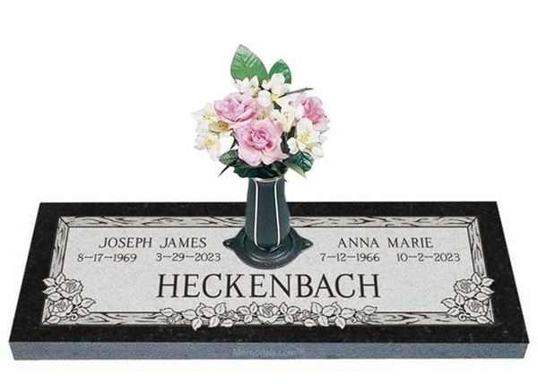 Bed of Roses Companion Granite Headstone 36 x 12