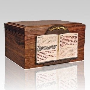 Bible Figurine Wood Cremation Urn