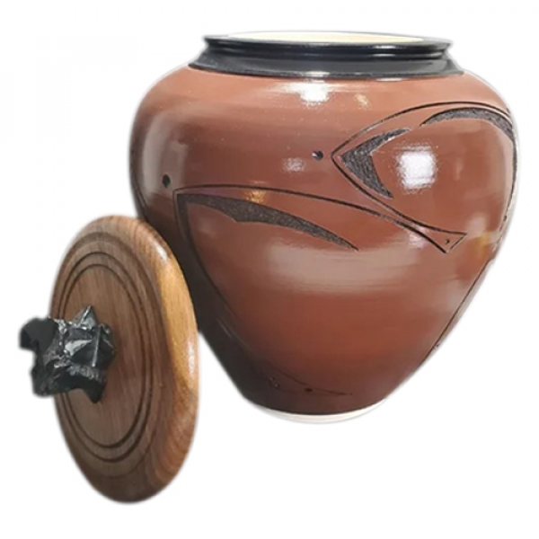 Black and Brown Clay Cremation Urn