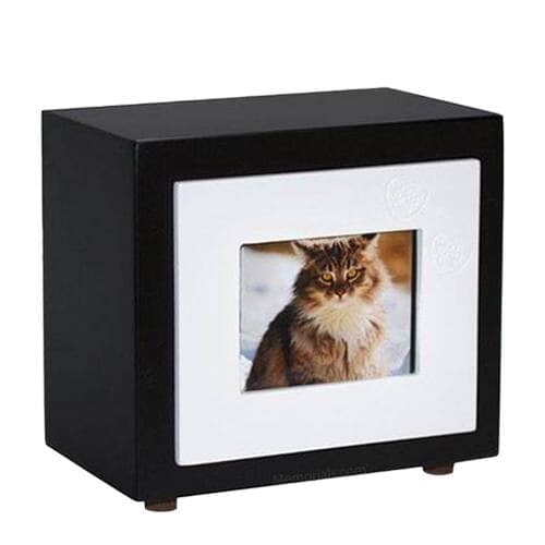 Black and White Paw Small Photo Pet Urn