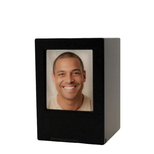 Black Eternity Small Photo Wood Urn Black Eternity Small Photo Wood Urn