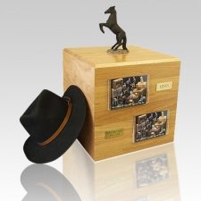 Black Rearing Full Size Horse Urns