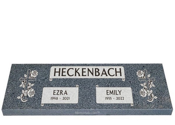 Blooming Faith Companion Granite Headstone 36 x 12