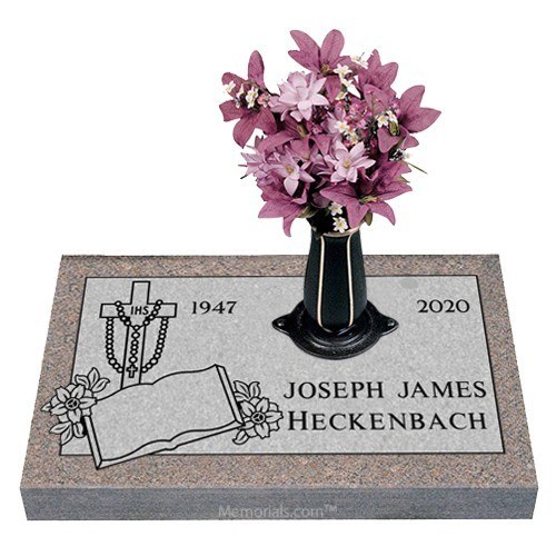 Blossoming Faith Granite Grave Marker 26 x 14