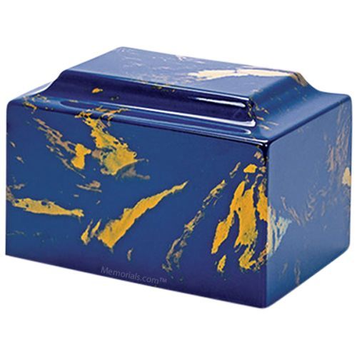Blue and Gold Marble Oversized Urn