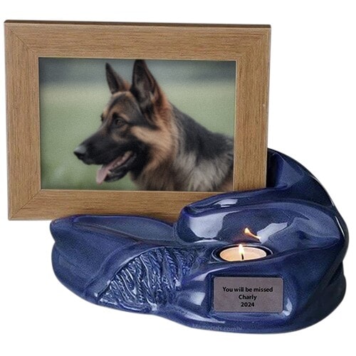 Blue Ceramic Photo Pet Urn