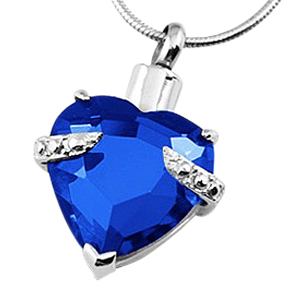 Blue Heart Necklace For Ashes