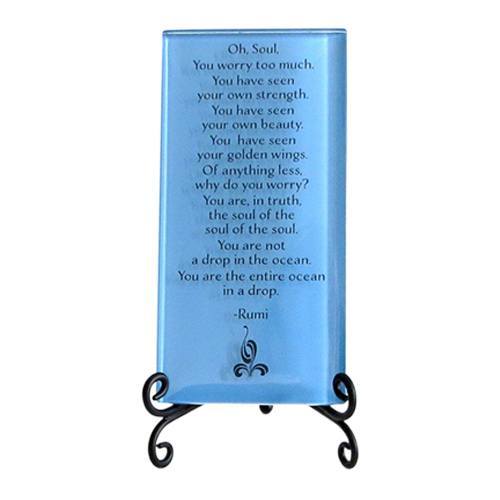 Blue Oh Soul Glass Plaque