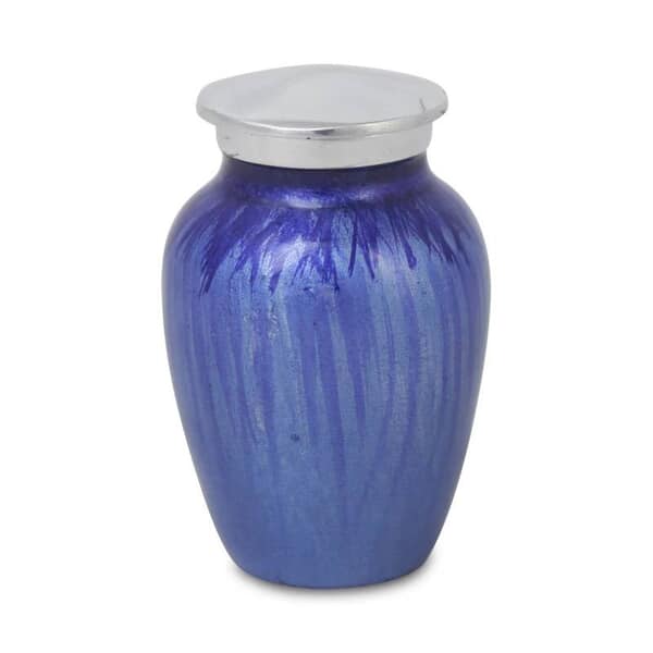 Blue Rain Metal Keepsake Urn