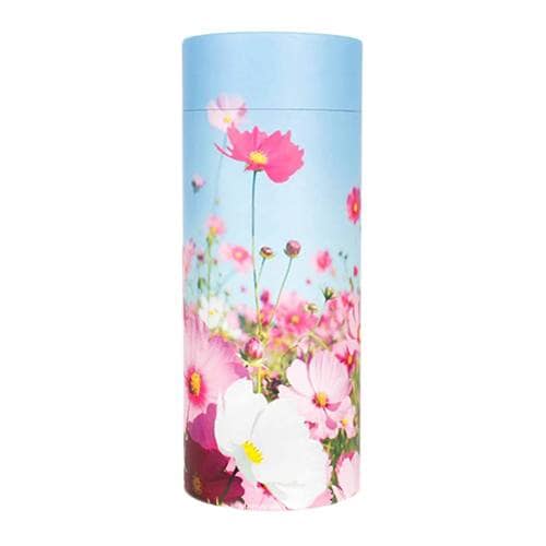 Blue Sky Pink Flowers Scattering Urn