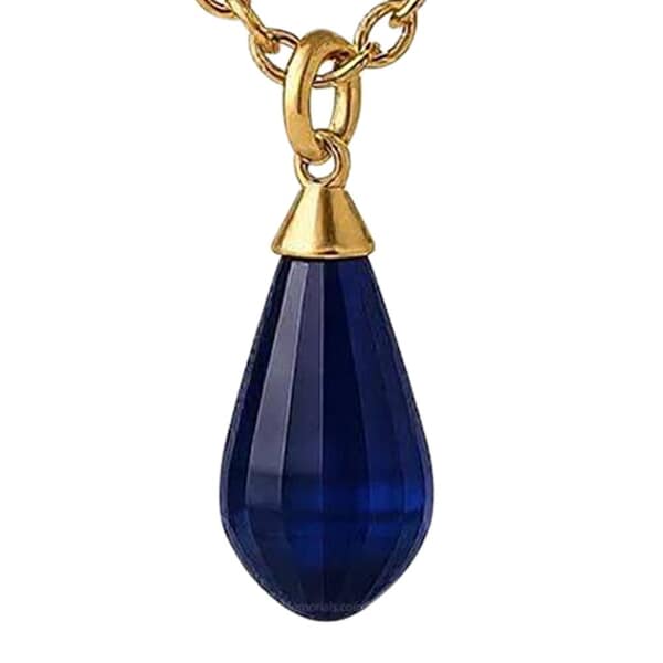 Blue Teardrop Cremation Crystal Necklace