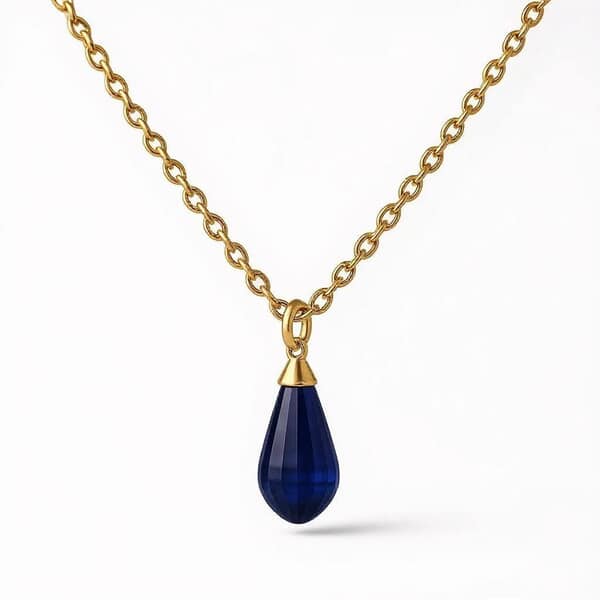 Blue Teardrop Cremation Diamond Necklace
