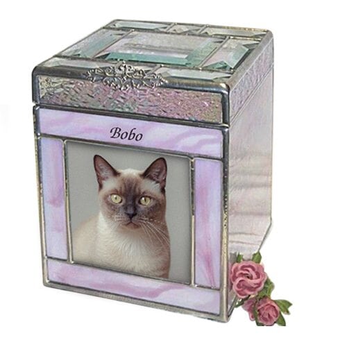 Blush Glass Medium Photo Pet Urn