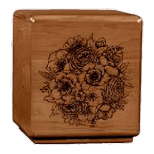 Solemn Bouquet Wood Cremation Urn