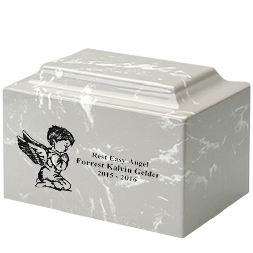 Boy Cherub Silver Marble Infant Urn