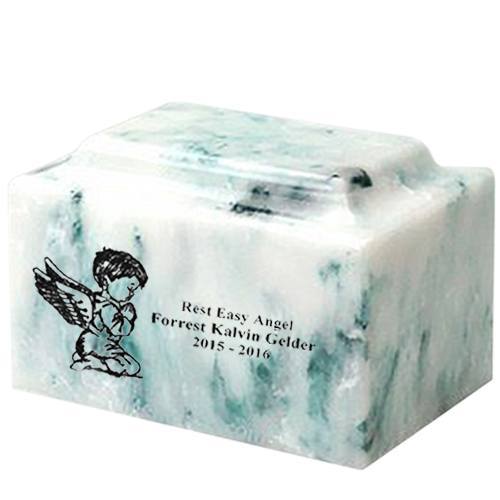 Boy Cherub Teal Onyx Marble Infant Urn