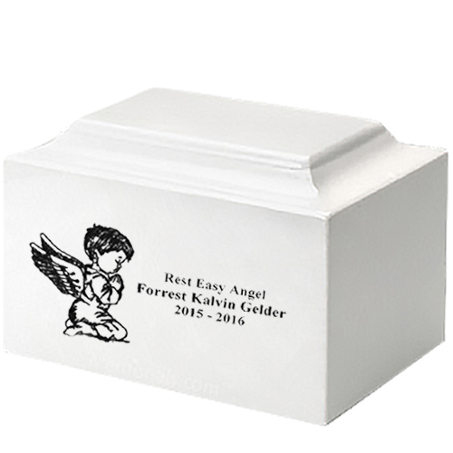 Boy Cherub White Marble Infant Urn