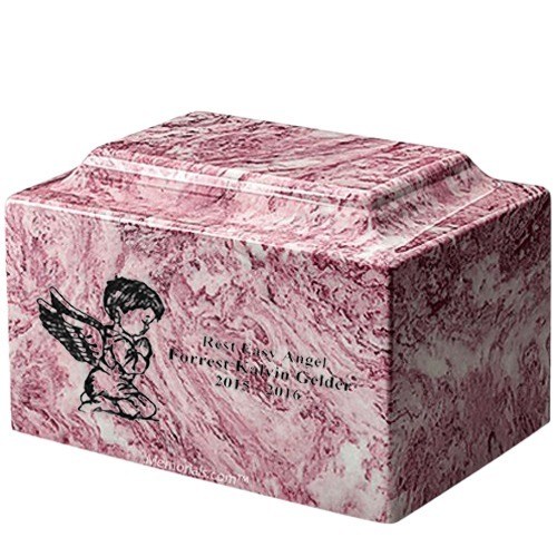 Boy Cherub Wild Rose Marble Infant Urn