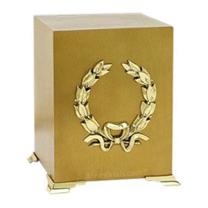 Brass Wreath Cube Cremation Urn