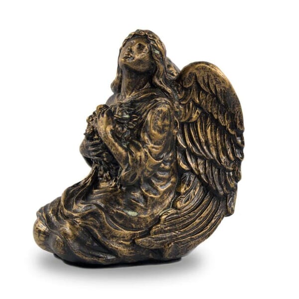 Bronze Angle and Roses Keepsake Cremation Urn