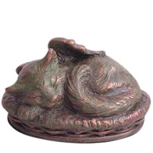 Angel Cat Cremation Urn Bronze Patina