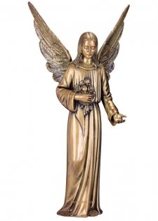 Angel with Flowers Bronze Statues