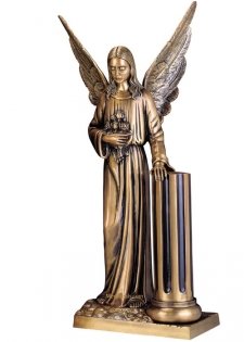 Angel with Column Bronze Statues