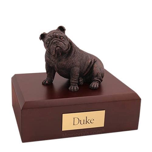 Bulldog Bronze Sitting Large Dog Urn